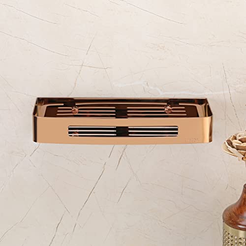 FORTUNE Premium Grade 304 Stainless Steel Wall Mount Shelf, Multi-Functional Storage Shelf / Kitchen Shelf / Rack & Caddy Basket Bathroom Accessories Homes, Hotels- ( 12 x 5 Inch) (Rose Gold Finish, Pack Of 1) - Image 4