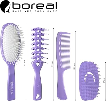 Boreal مجموعة فرشاة فك تشابك الشعر رائعة في الحمام أو لتجفيف الشعر مناسبة لتوزيع الكريمات وبلسم الشعر بالتساوي 100 صنع في إيطاليا - Image 2