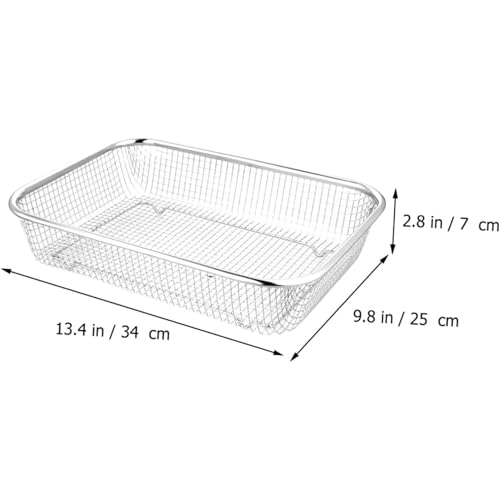 Shreeshann Sink Colander Strainer Rectangular Drain Basket Stainless Steel Basket for Fruit Vegetable Washing (30 * 20 * 6 CM), Transparent - Image 3