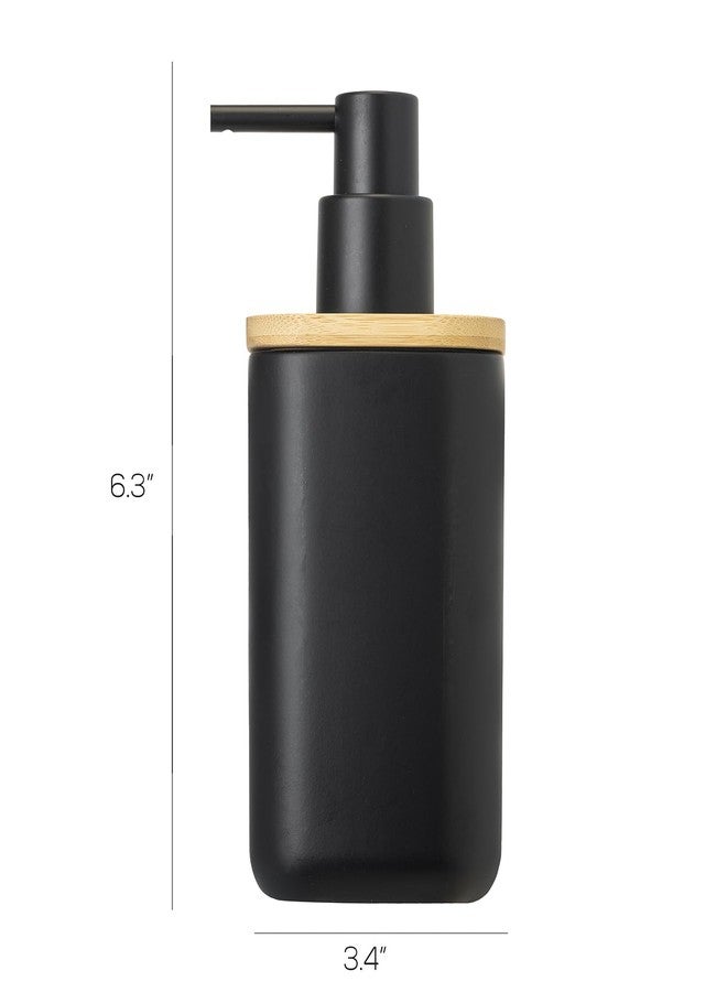 Vigar Zense Cool Black Hand Soap Dispenser, Refillable Pump Bottle Dispenser for Kitchen, Bathroom Soap Dispenser, 11.8 oz, Fine Polyresin Stone, Bamboo - Image 3