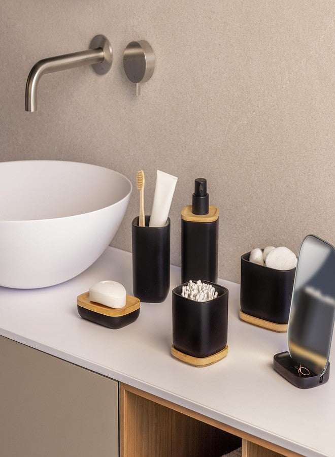 Vigar Zense Cool Black Hand Soap Dispenser, Refillable Pump Bottle Dispenser for Kitchen, Bathroom Soap Dispenser, 11.8 oz, Fine Polyresin Stone, Bamboo - Image 4