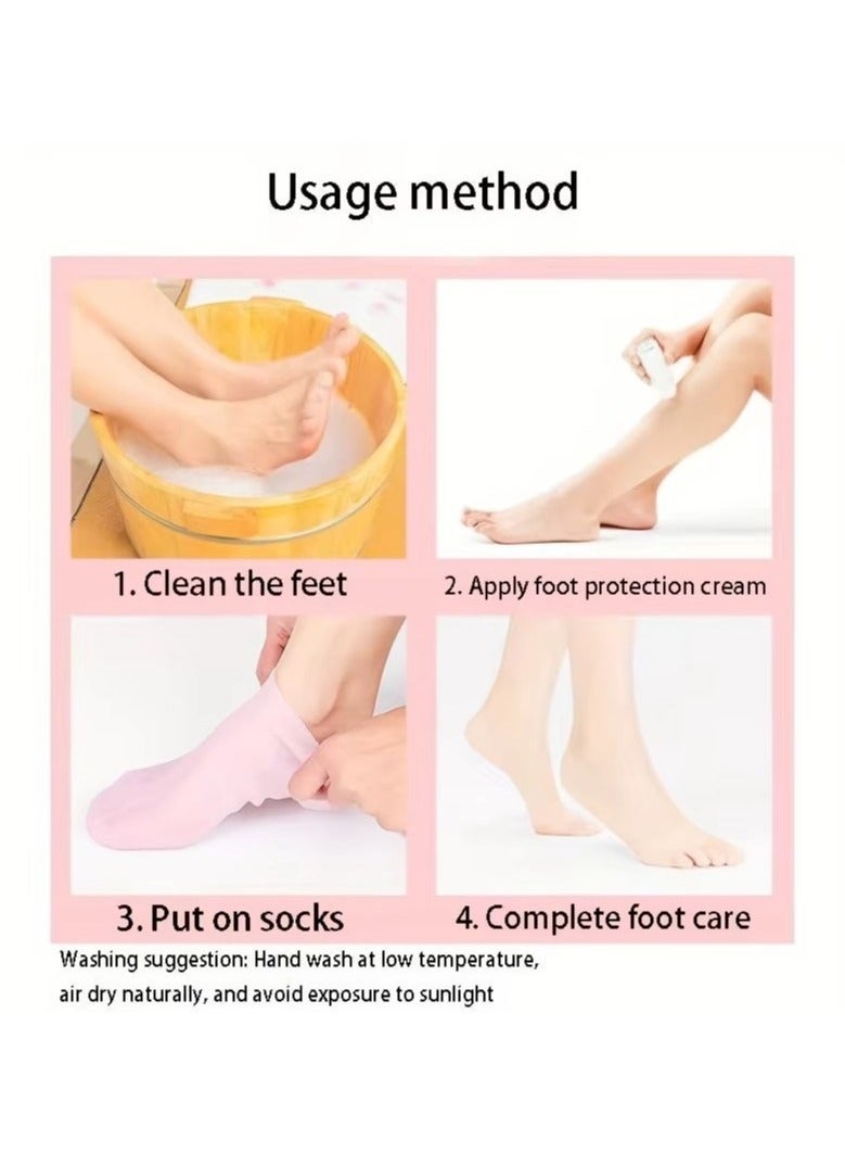 اترجسز 2 أزواج من هلام السيليكا ترطيب القدم الجوارب ، مناسبة لتجفيف وتكسير القدمين ، جوارب العناية بالقدم ، تدليك ترطيب هلام الجوارب ، جوارب القدم أداة - م - Image 2