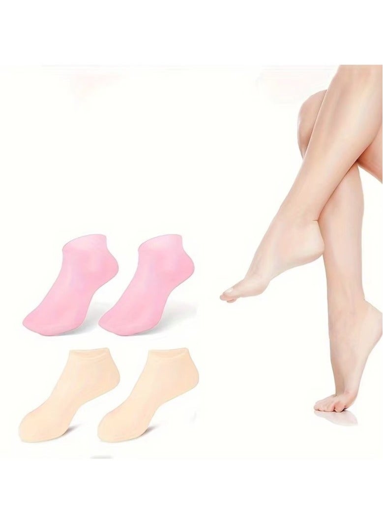 اترجسز 2 أزواج من هلام السيليكا ترطيب القدم الجوارب ، مناسبة لتجفيف وتكسير القدمين ، جوارب العناية بالقدم ، تدليك ترطيب هلام الجوارب ، جوارب القدم أداة - م - Image 1