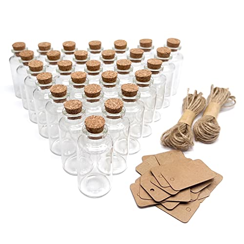 Goiio 50 Pieces 30 ML Glass Bottles with Cork Stoppers Mini Small Glass Bottles, for Wedding Favors, Crafts Home Decorations - Image 1