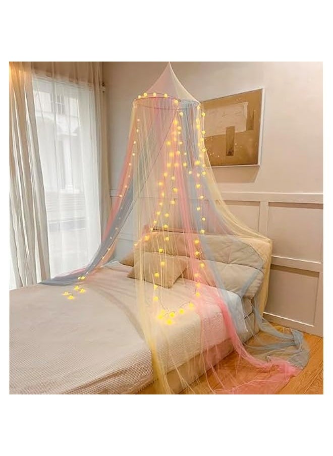 Mosquito Net Bed Canopy for Girls,Rainbow Canopy with LED Lights Bed Curtains Full Queen Size from Ceiling,Dome Mosquito Netting Bed Tent Twin Girls Princess Canopy King Bed Decor - pzsku/Z2FCF50B723D102BAD160Z/45/_/1731133676/05767b30-7481-4683-82c0-d6e50b0ca1e8