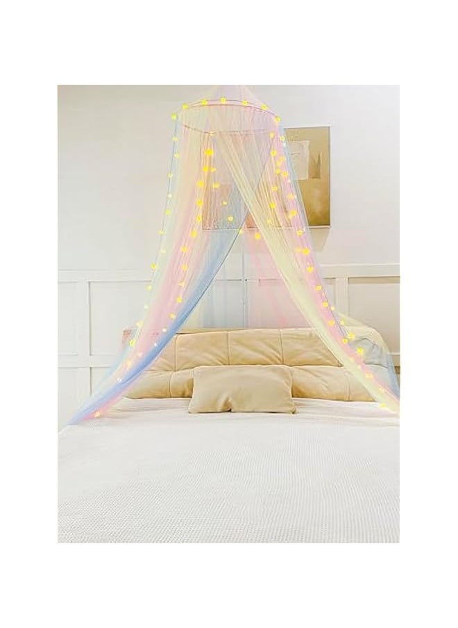 Mosquito Net Bed Canopy for Girls,Rainbow Canopy with LED Lights Bed Curtains Full Queen Size from Ceiling,Dome Mosquito Netting Bed Tent Twin Girls Princess Canopy King Bed Decor - pzsku/Z2FCF50B723D102BAD160Z/45/_/1731133677/822171f7-ead6-4a2e-829a-38c2cae98827