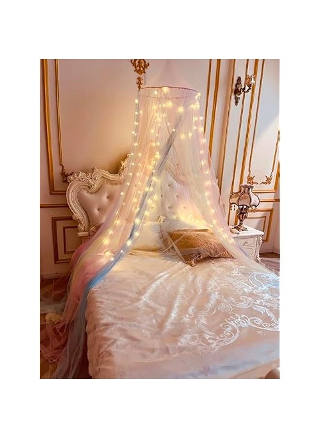 Mosquito Net Bed Canopy for Girls,Rainbow Canopy with LED Lights Bed Curtains Full Queen Size from Ceiling,Dome Mosquito Netting Bed Tent Twin Girls Princess Canopy King Bed Decor - pzsku/Z2FCF50B723D102BAD160Z/45/_/1731133679/7dbf0eef-dfd4-435b-8d11-3a3abd0a6bb4