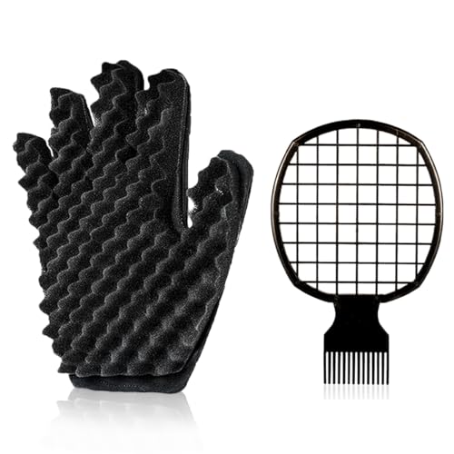Supaze Curling Sponge Glove with Hair Twist Comb for Natural Curls - Men and Women - Image 1