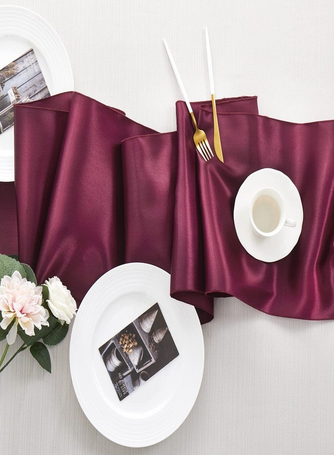 Counfeisly 12pcs Burgundy Satin Table Runners 12" x 108", Elegant and Smooth Silky Fabric Table Decor for Wedding Banquet Birthday Decoration - Image 4