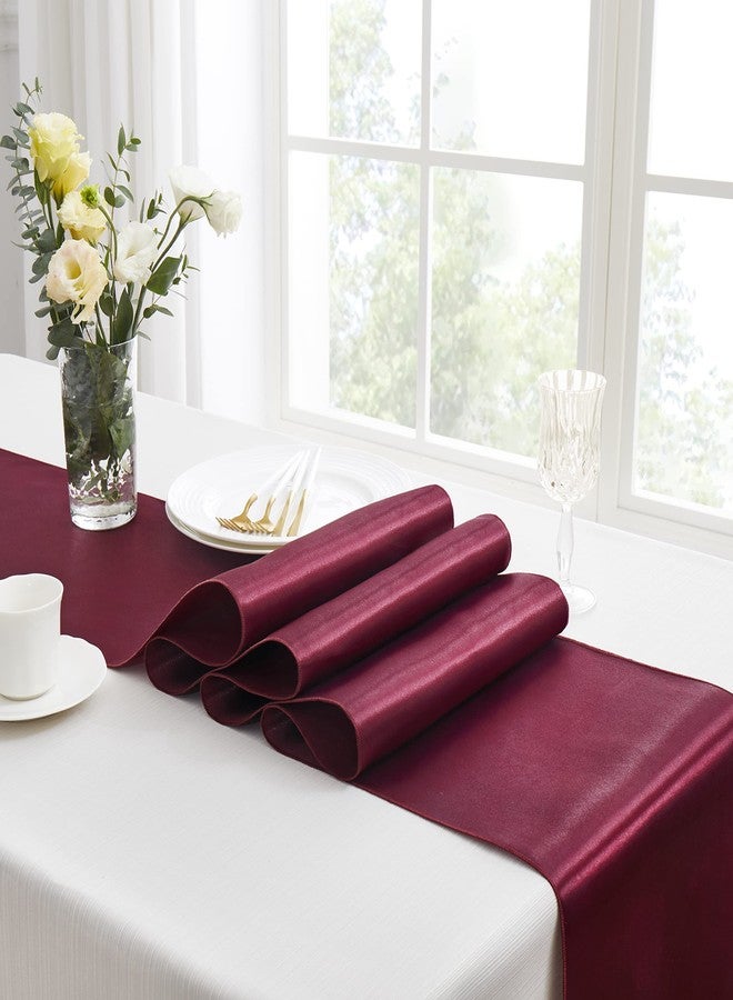 Counfeisly 12pcs Burgundy Satin Table Runners 12" x 108", Elegant and Smooth Silky Fabric Table Decor for Wedding Banquet Birthday Decoration - Image 5