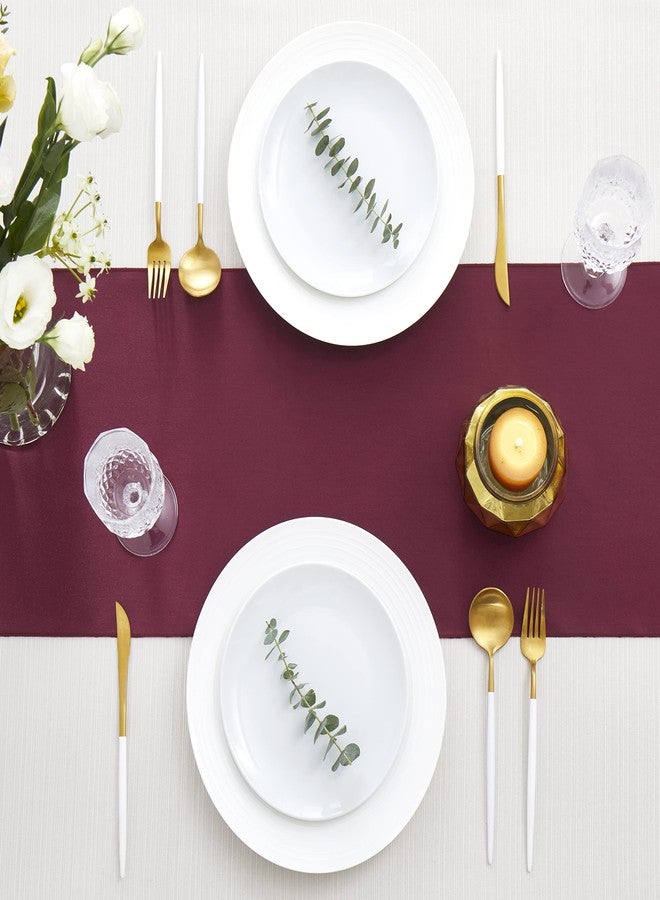 Counfeisly 12pcs Burgundy Satin Table Runners 12" x 108", Elegant and Smooth Silky Fabric Table Decor for Wedding Banquet Birthday Decoration - Image 3