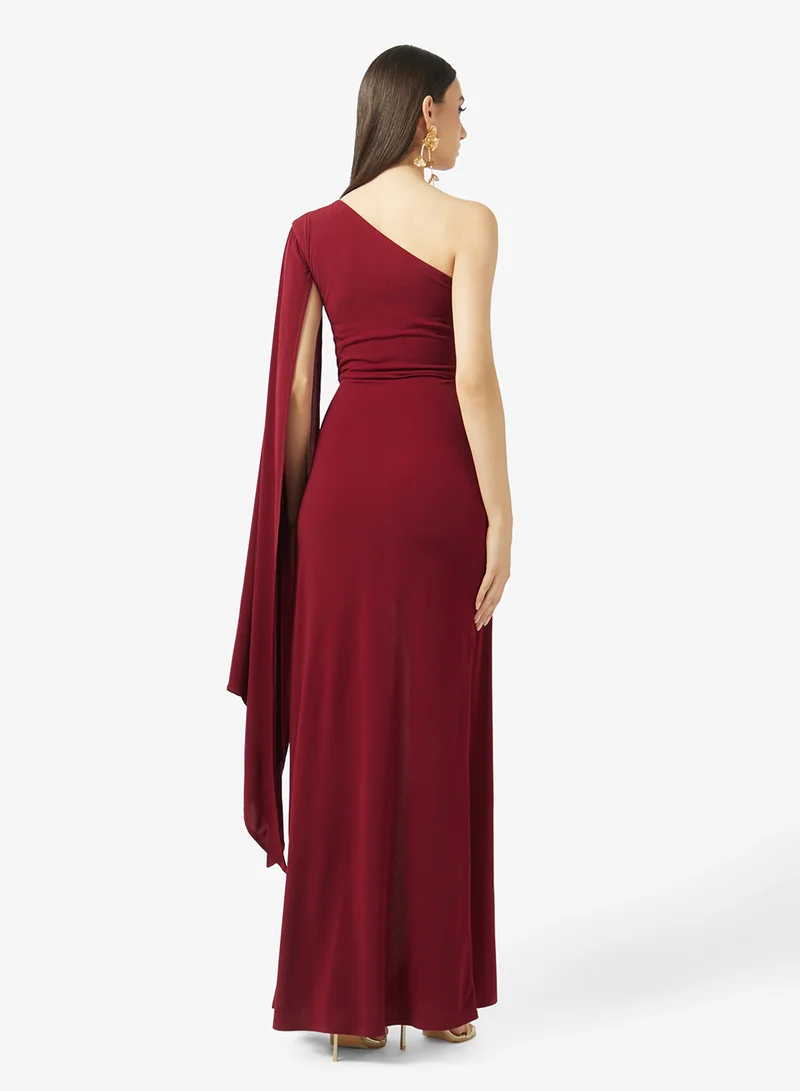 رينيه one shoulder side slit maxi dress