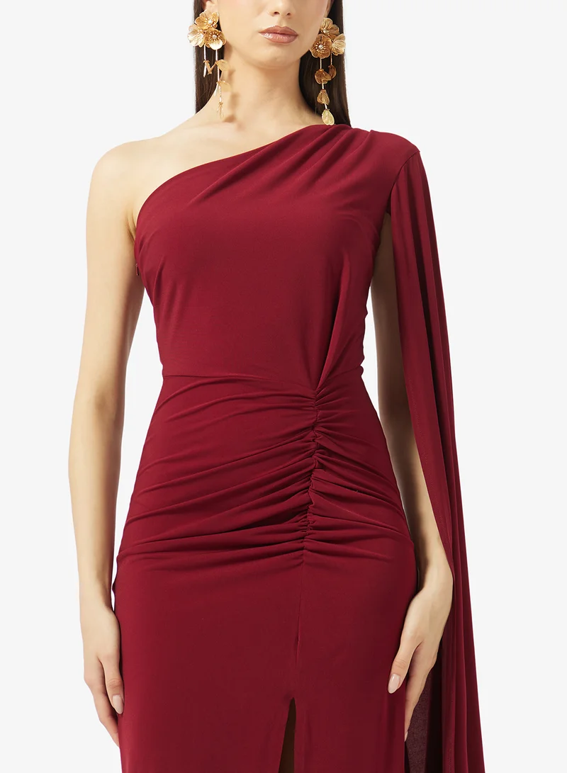 Rene  one shoulder side slit maxi dress for Women | Best Price UAE