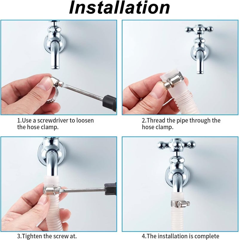 MAX-EMA GLOBAL MAX-EMA Stainless Steel Hose Pipe Clamp Set 10 Pcs 5 Sizes Adjustable Pipe Clamps Metal Screw Clip SS Hose Tightener For Car, Garden, Water, Gas, Fuel Pipes Heavy Duty Steel Pipe Clips Kit - Image 3