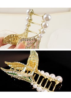 Al Aoyama 3pcs Elegant Rhinestone Metal Hair Clip Claw Large Mermaid Tail Advanced Pearl Alloy Shark Clip For Women Fish Tail Hair Accessories  - Image 5
