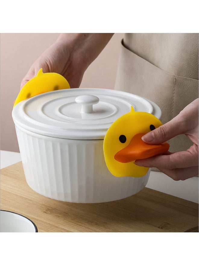 Cartoon Yellow Duck Pattern Anti-Heat Grip, Silicone Anti-Heat Insulation Hand Grip, Kitchen Anti-Heat Glove, for Kitchen, Cooking, Baking, Barbecue - Heat-Resistant Hand Grip (Yellow, A Pair)  - Image 5