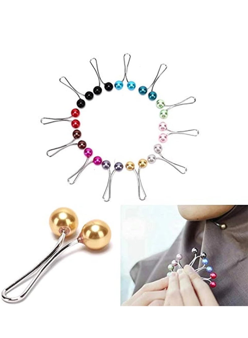12pcs Muslim Hijab Clip Pins Simulated Pearl Women Girls Scarf Shawl Brooch Clip Hijab Buckles - Image 1