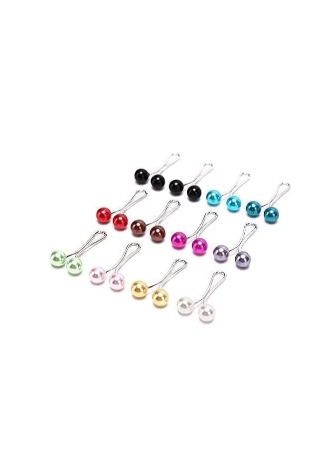 12pcs Muslim Hijab Clip Pins Simulated Pearl Women Girls Scarf Shawl Brooch Clip Hijab Buckles - Image 3