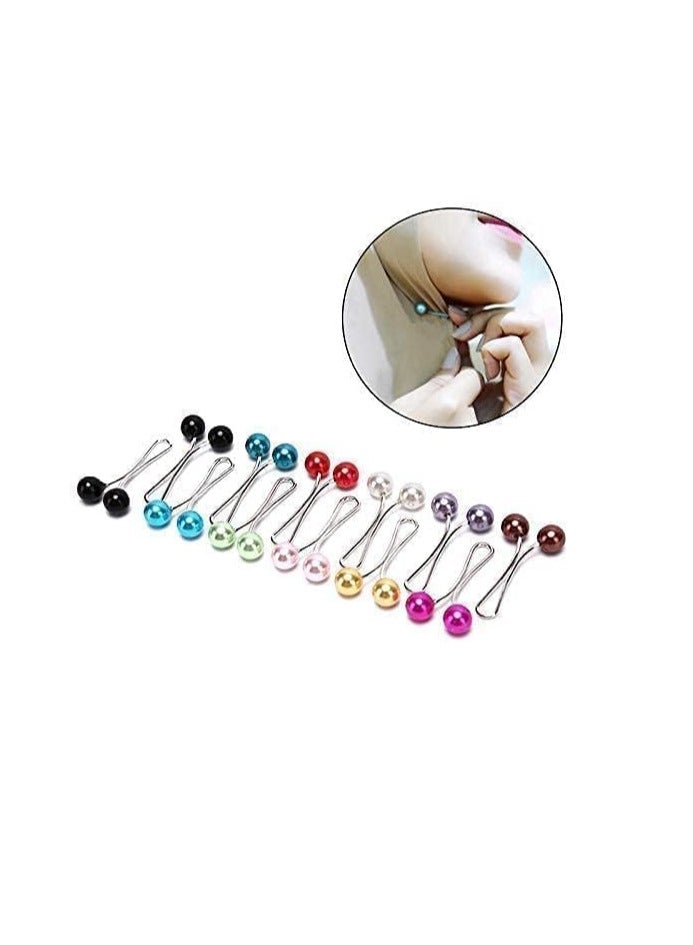12pcs Muslim Hijab Clip Pins Simulated Pearl Women Girls Scarf Shawl Brooch Clip Hijab Buckles - Image 2