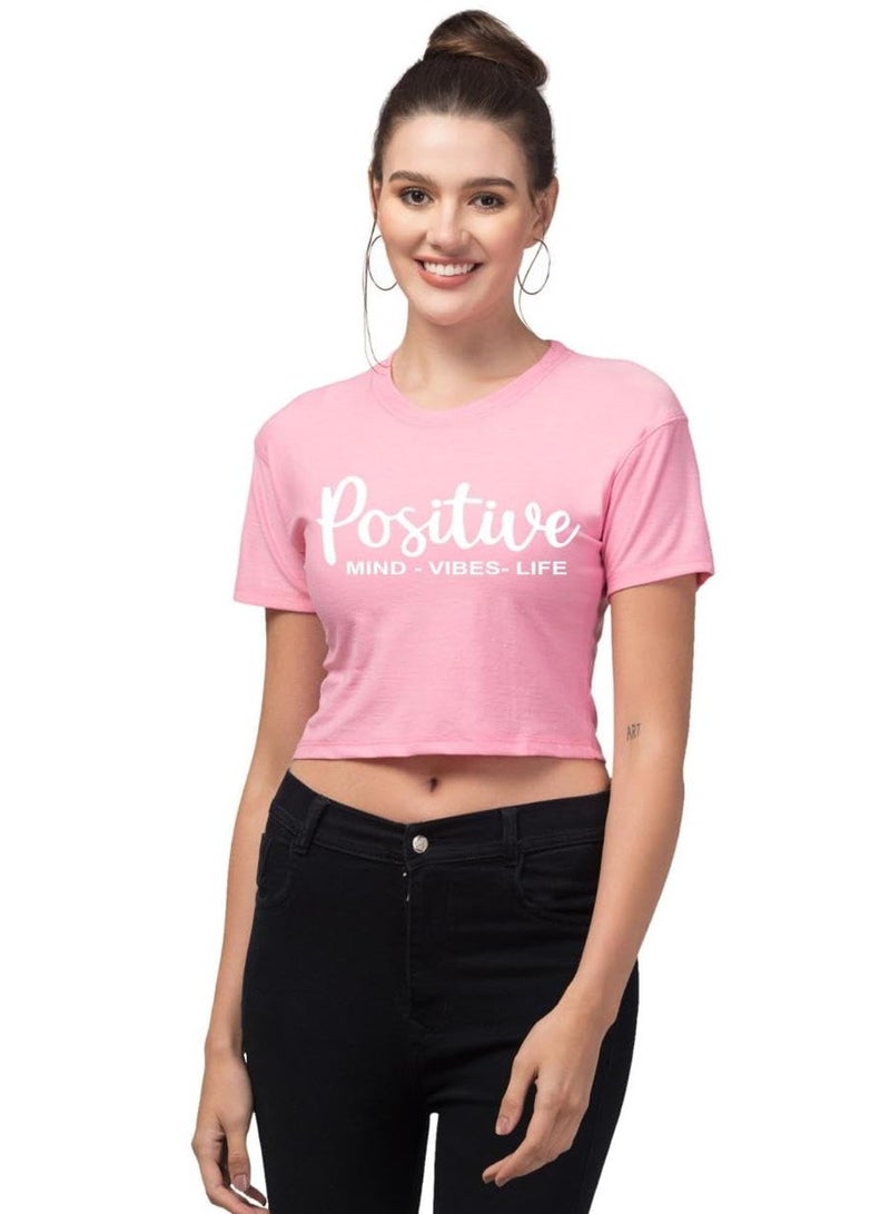Basic T-Shirt Women Short Sleeve Crew Neck With Positive Graphic Baby Pink, Regular Fit, Cotton Shirt, Casual Wearing, Plain T Shirt, Women's Fashion, For Summer, Short Shirt, Fitting, Top Wear