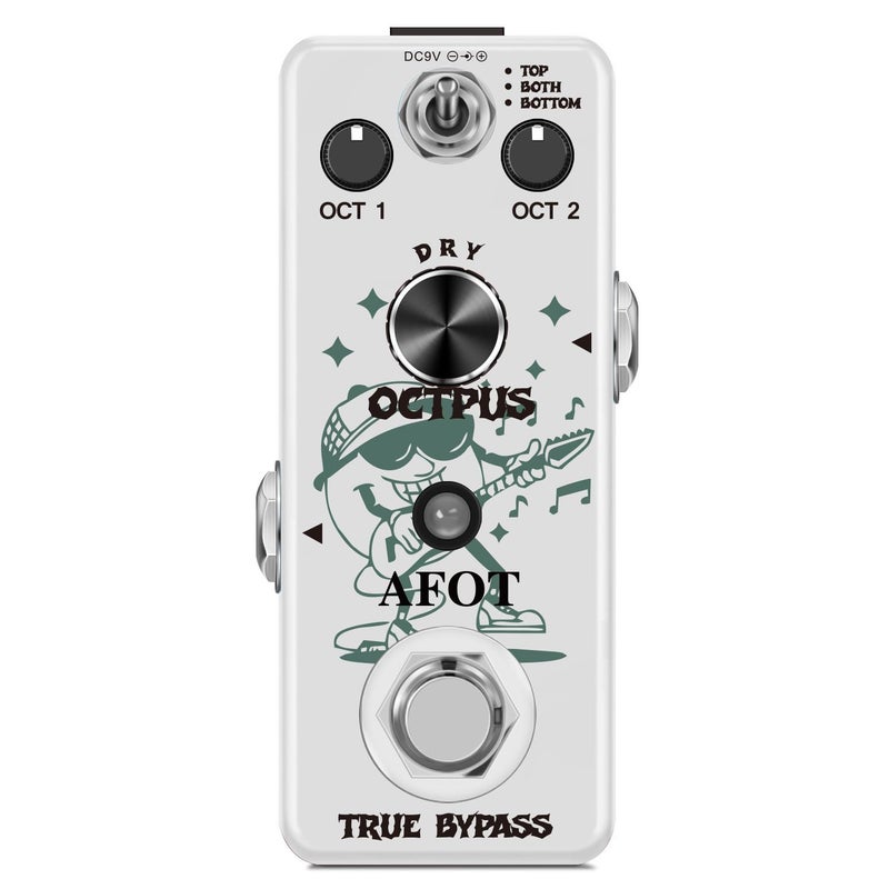AFOT Polyphonic Octave Guitar Pedal, Digital Octave Mini Pedal,3 Modes Octave Shifter with Top/Both/Bottom Selection, Compact & Practical Aluminum Build, True Bypass for Electric Guitar - Image 1