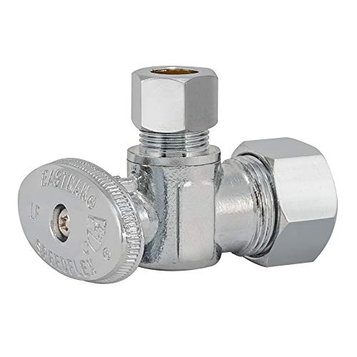 Eastman 3/8 Inch OD x 5/8 Inch OD (1/2 Inch Nom.) Quarter Turn Angle Stop Valve, Brass Plumbing Fitting, Chrome, 10738LF - Image 1