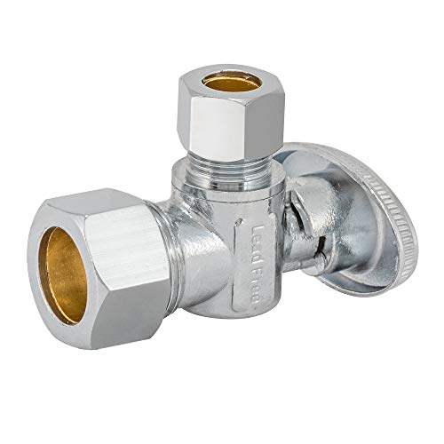 Eastman 3/8 Inch OD x 5/8 Inch OD (1/2 Inch Nom.) Quarter Turn Angle Stop Valve, Brass Plumbing Fitting, Chrome, 10738LF - Image 3