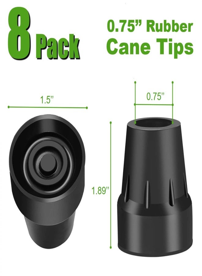 SenseYo 8 Pcs 3/4 Inch Replacement Rubber Cane Tips for Canes Crutch Walking Sticks & Walkers (Black) - Image 2