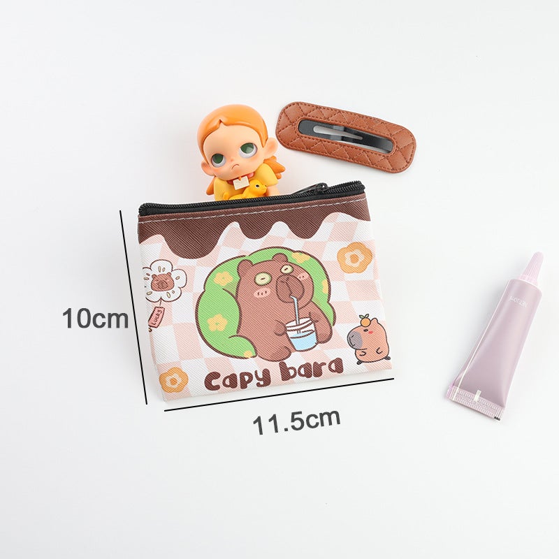 Capybara Coin Purse Mini Bag Ins Style Capybara Water Animal Children'S Capybara Card Holder Pu Small Bag Portable - Image 3