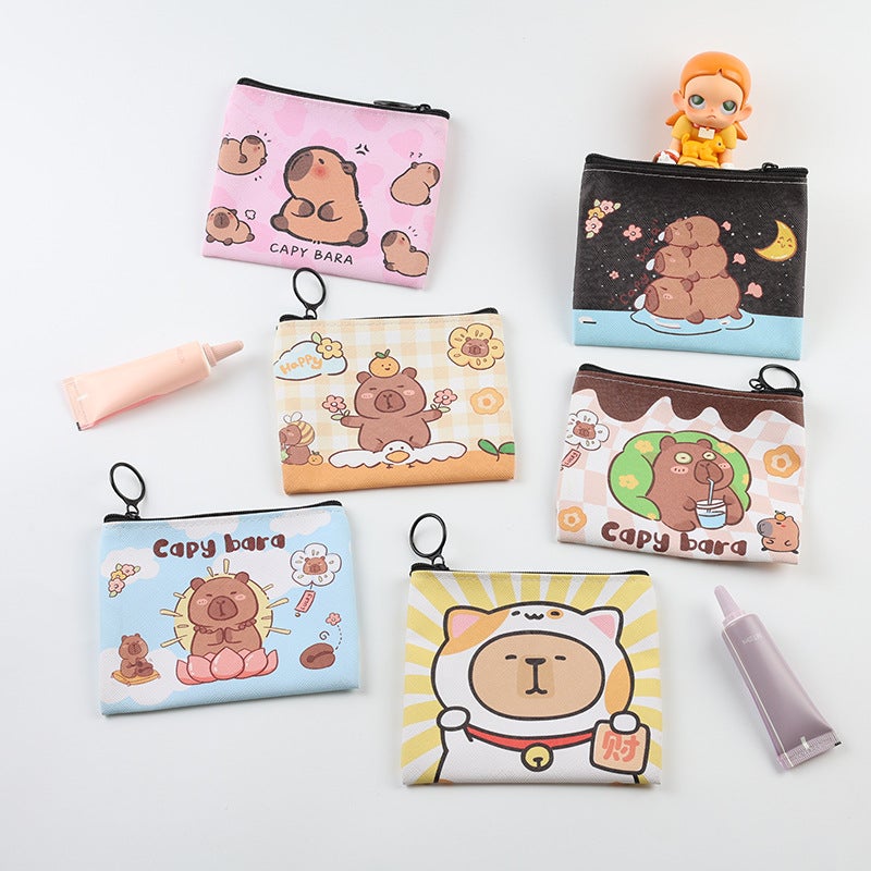 Capybara Coin Purse Mini Bag Ins Style Capybara Water Animal Children'S Capybara Card Holder Pu Small Bag Portable - Image 2