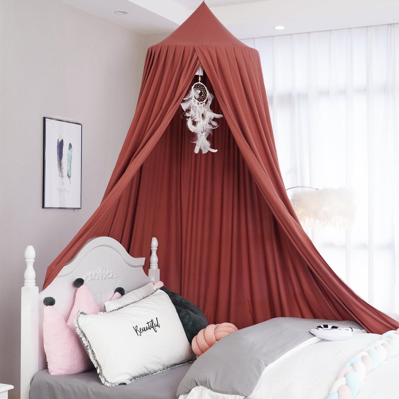 HggTjj Extra Large Kids Bed Canopy for Girls Boys Bedroom Decor Crib Nursery Hanging Light Blocking Reading Nook Rose Red 