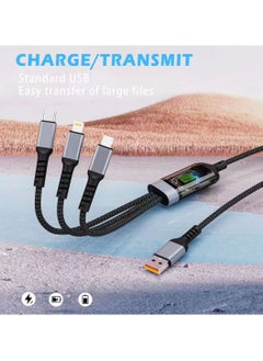 100W Transparent Digital Display Luminous Fast Charging One-to-Three Data Cable Suitable for Xiaomi Redmi Android Apple 6A Nylon Braided Data Cable High Current Fast Charging Cable Multi-head One-to-Three Thick Charging Cable Suitable for Galaxy S23, S22, S21, S20, A53, S10, Note 20, 10, 9, Moto Android Type-C Cable Three-in-one Fast Charging Nylon Braided USB Data Cable - pzsku/Z2FCFCB64AE82619C3901Z/45/_/1732172984/722613bc-b513-4c6a-a56f-0e6013804eb3