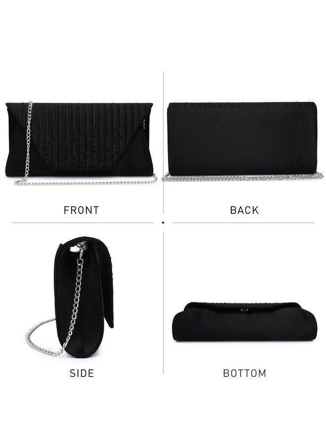 DASEIN Women Evening Bags Wedding Purses Handbags Party Clutches Cocktail Prom Clutch With Glitter Rhinestones (Black) - Image 3