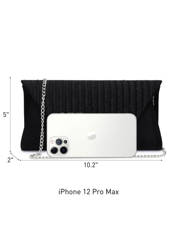 DASEIN Women Evening Bags Wedding Purses Handbags Party Clutches Cocktail Prom Clutch With Glitter Rhinestones (Black) - Image 4