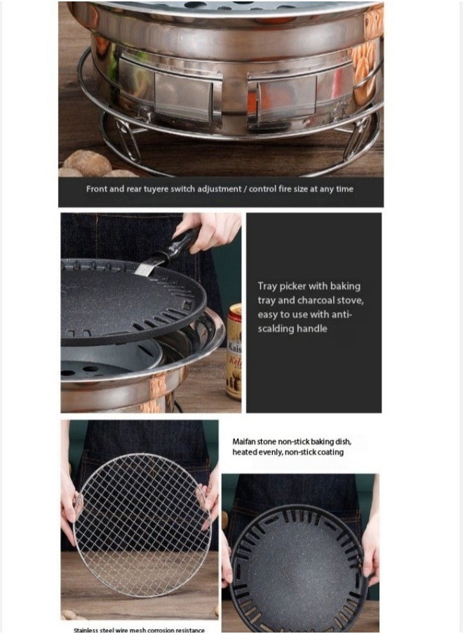 Barbecue grill around the stove for boiling tea, full set of smokeless charcoal stove, grill around the stove, barbecue grill outdoors in the garden Charcoal stove