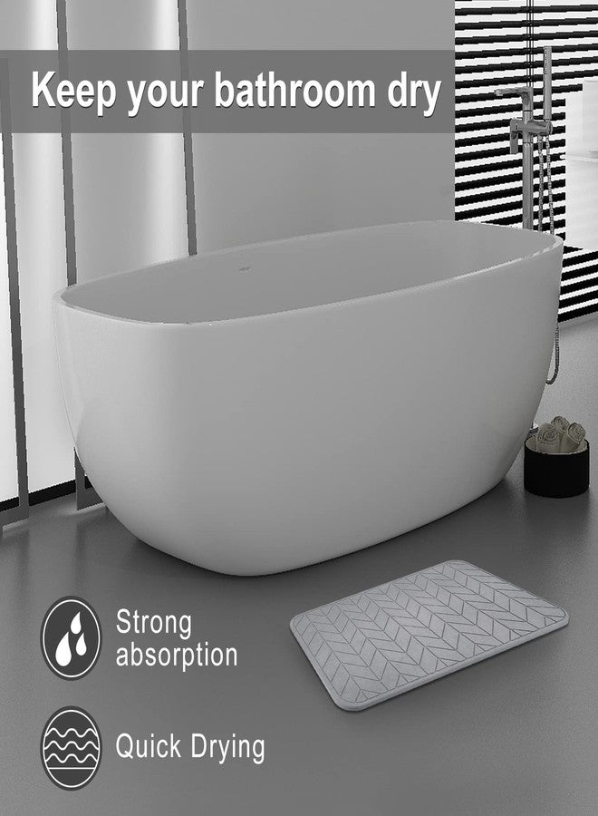 JUERLEN 2 Pack Diatomaceous Earth Shower Mat, Stone Bath Mat, Nonslip Super Absorbent Fast-Drying Hard Bath Mat for Bathroom Shower Floor, 24 x 16 inch, Grey Arrow Design - Image 2