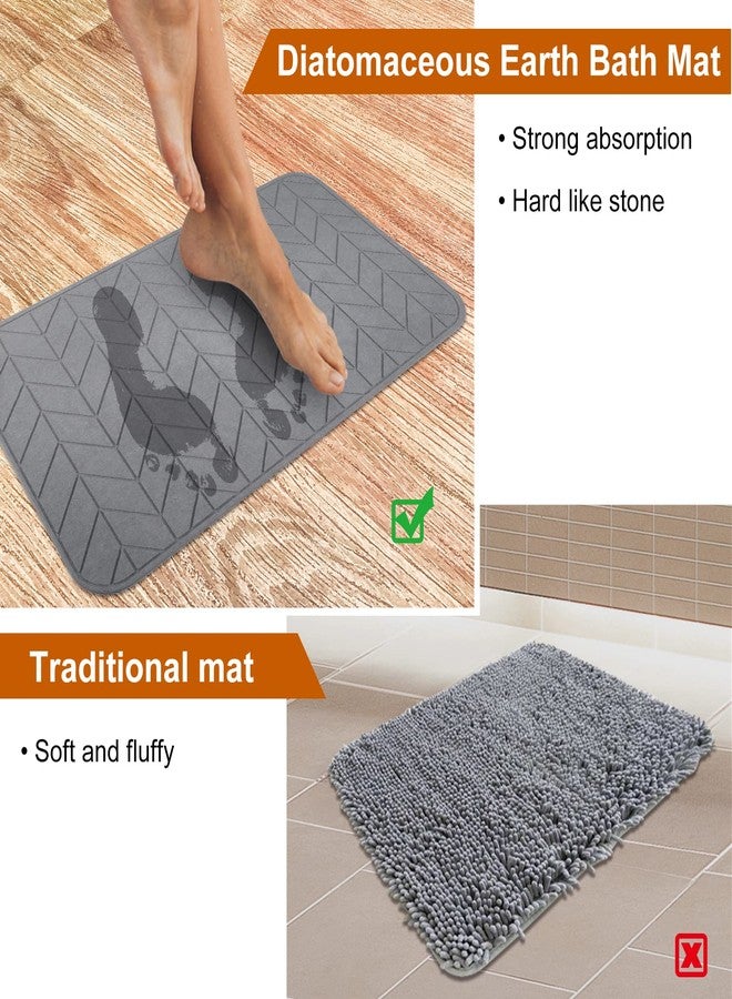 JUERLEN 2 Pack Diatomaceous Earth Shower Mat, Stone Bath Mat, Nonslip Super Absorbent Fast-Drying Hard Bath Mat for Bathroom Shower Floor, 24 x 16 inch, Grey Arrow Design - Image 5