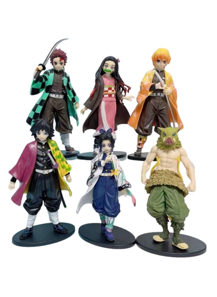 QiaoKai 6 Piece Set of Demon Slayer Figures, Demon Slayer Toy. Demon Slayer Action Figure. Zenitsu Tsuyuri Inosuke Tanjiro Nezuko Kyojuro Figure. Figure Statue Anime Collection Figurine Doll Toys 