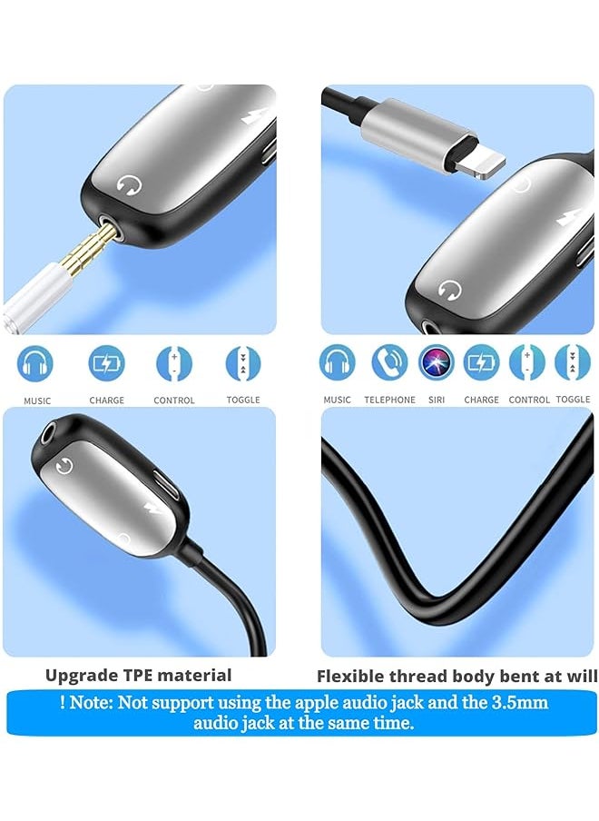 erorex - Dual Headphone Adapter 2 In 1 Audio And Charging Dongle Adapter Aux Cord And Charger Splitter Adapter Compatible With Iphone 14 14 Pro Max 13 Mini 13 12 11 Xr - Image 1