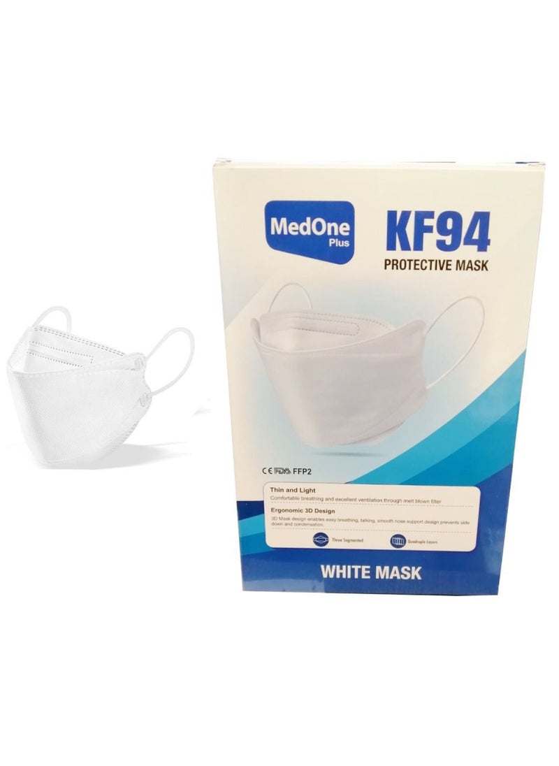 MedOne - Pack Of 100 Disposаble KF94 Face Mask For Adults Single Pack White And Black - Image 1