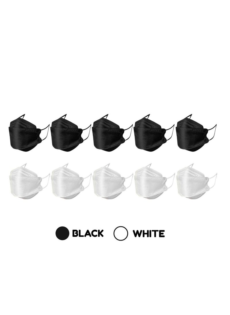 MedOne - Pack Of 100 Disposаble KF94 Face Mask For Adults Single Pack White And Black - Image 1