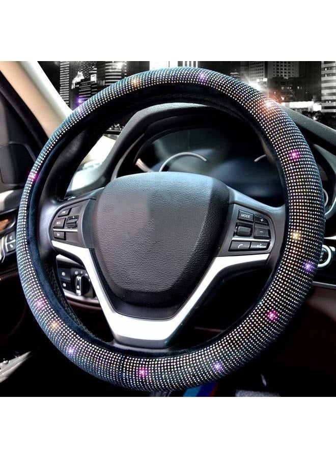 Valleycomfy Steering Wheel Cover for Women Men Bling Bling Crystal Diamond Sparkling Car SUV Wheel Protector Universal Fit 15 Inch (Black with Colorful Diamond,Standard Size(14" 1/2-15" 1/4)) - Image 3