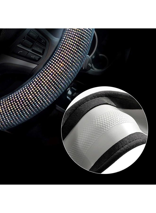 Valleycomfy Steering Wheel Cover for Women Men Bling Bling Crystal Diamond Sparkling Car SUV Wheel Protector Universal Fit 15 Inch (Black with Colorful Diamond,Standard Size(14" 1/2-15" 1/4)) - Image 4