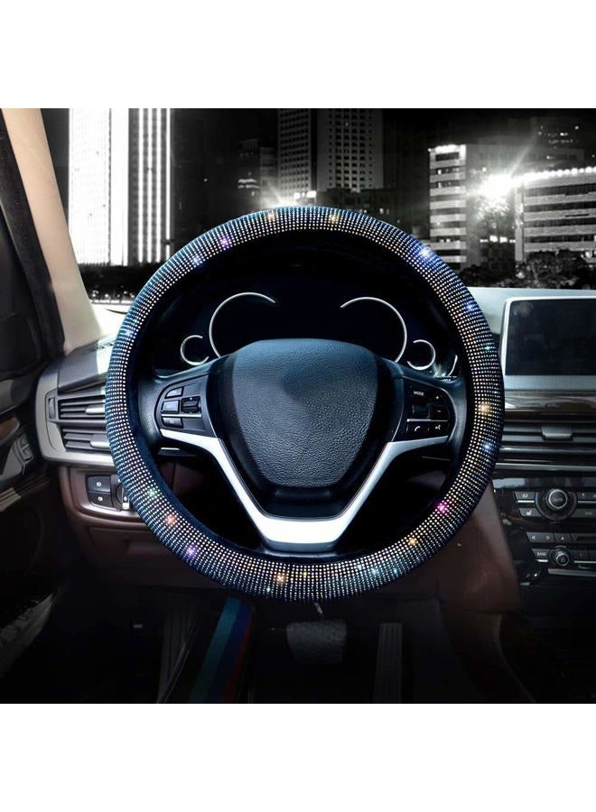 Valleycomfy Steering Wheel Cover for Women Men Bling Bling Crystal Diamond Sparkling Car SUV Wheel Protector Universal Fit 15 Inch (Black with Colorful Diamond,Standard Size(14" 1/2-15" 1/4)) - Image 2