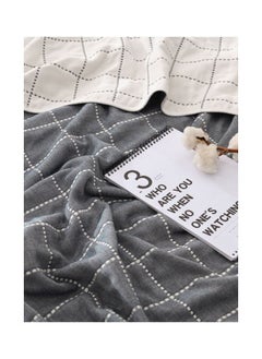Y&D Cotton Throw Blanket Grey/White 120x150centimeter  - Image 4