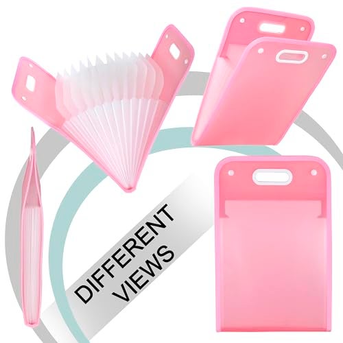 NISUN 13 Pockets Vertical Expanding File Folder Accordion File Folder Organizer for A4 Size Letter Size Paper Document Holder Organizer (Pink) - Image 4