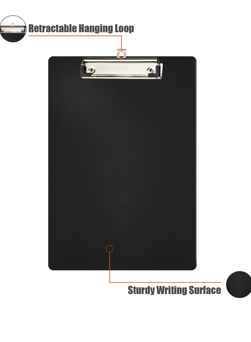 SOLARAE Writing Pad Clipboard, A4 Plastic File Data Clip Ticket Multifunction Clipboard Thin Clip Black Stationery Clipboard for Office School Restaurant Menu, Etc. (6 Pieces) - Image 2