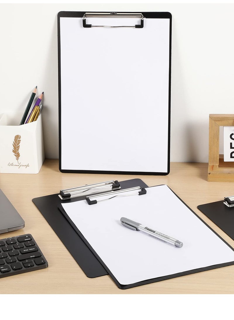 SOLARAE Writing Pad Clipboard, A4 Plastic File Data Clip Ticket Multifunction Clipboard Thin Clip Black Stationery Clipboard for Office School Restaurant Menu, Etc. (6 Pieces) - Image 3
