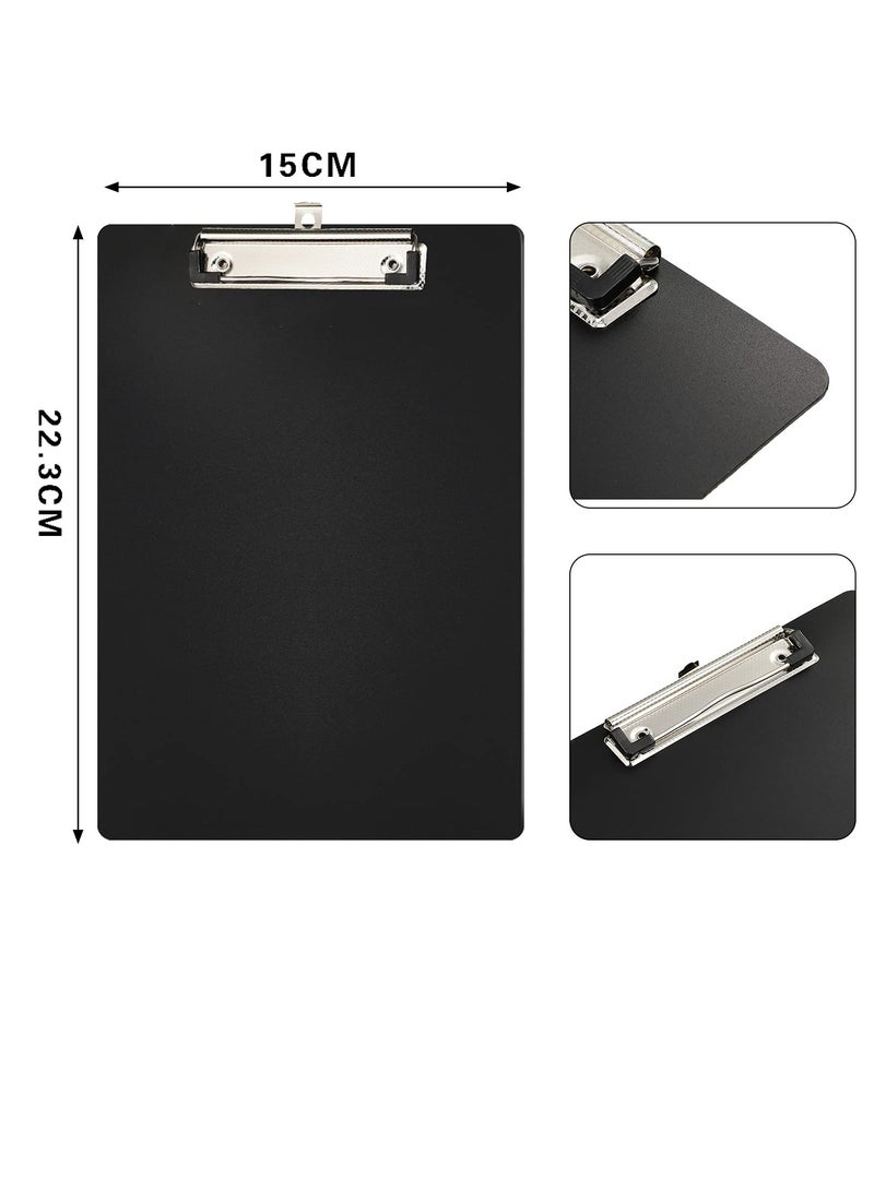 SOLARAE Writing Pad Clipboard, A4 Plastic File Data Clip Ticket Multifunction Clipboard Thin Clip Black Stationery Clipboard for Office School Restaurant Menu, Etc. (6 Pieces) - Image 4