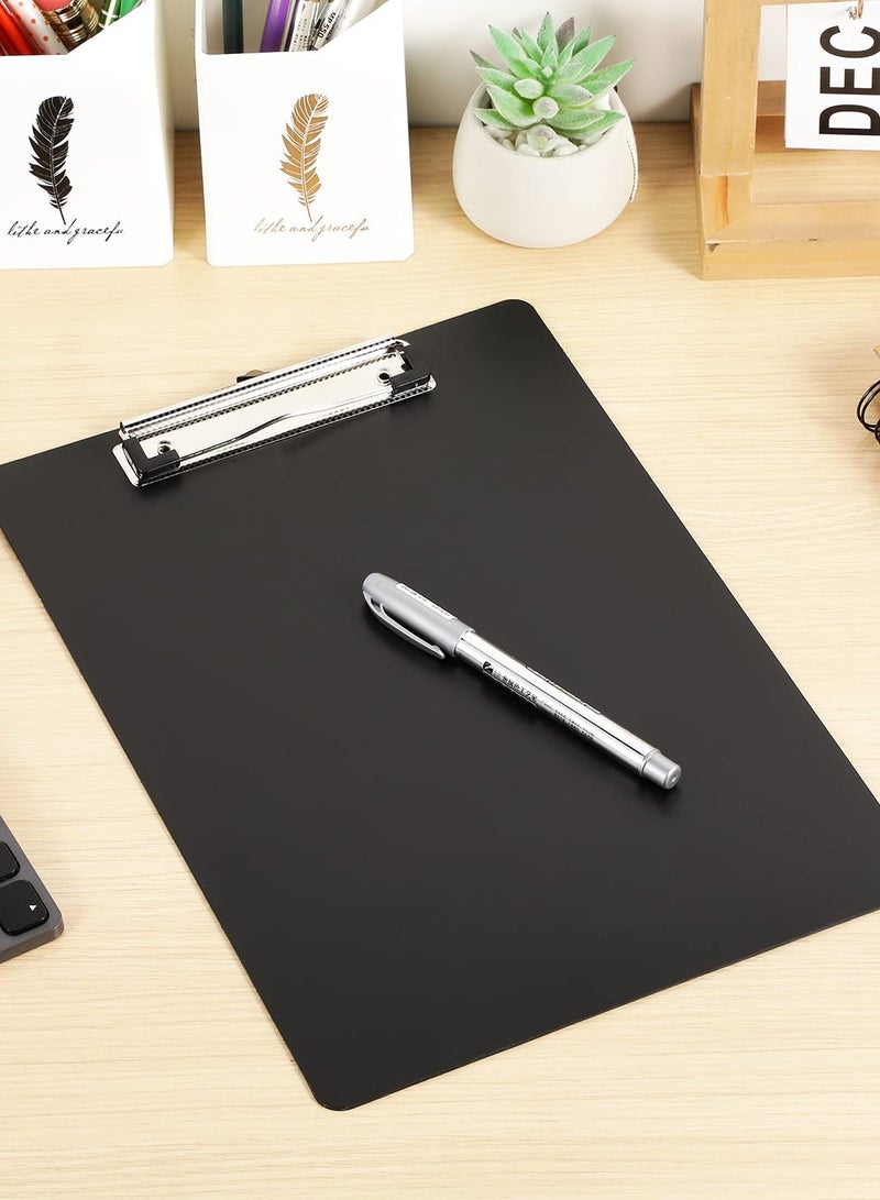 SOLARAE Writing Pad Clipboard, A4 Plastic File Data Clip Ticket Multifunction Clipboard Thin Clip Black Stationery Clipboard for Office School Restaurant Menu, Etc. (6 Pieces) - Image 5